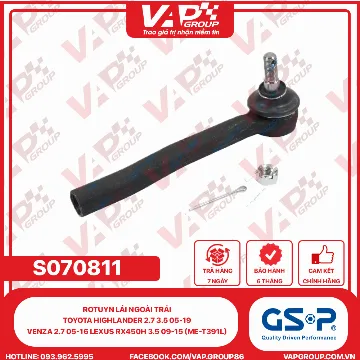 GSP Rotuyn Lái Ngoài Trái Toyota Highlander 2.7 3.5 05-19, Venza 2.7 05-16, Lexus RX450H 3.5 09-15 (ME-T391L)