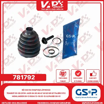 GSP BỘ CAO SU chụp bụi LÁP ngoài Transit 00-06 2014+ Audi A4 A5 A6 A7 A8 Q3 Q5 Q7 Pajero V93 Highlander 09-13 RAV4 13-18 05-13 Alphard 08-15