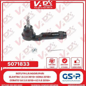 GSP Rotuyn lái ngoài PHẢI Elantra 1.6 2.0 2015+ Kona 2018+ Cerato 1.6 2.0 2018+ K3 1.6 2018+