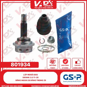 GSP LÁP NGOÀI SAU SIENNA 3.5 11-20 RĂNG NGOÀI 26 RĂNG TRONG 29