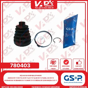 GSP BỘ CAO SU chụp bụi LÁP ngoài Audi A4 09-13 08-15, A5 09-14, A7 10-12, Q5 08-12 Teana J32 08-13 Murano 08-16 Grandis 03-11 Camry 91-01 Previa 90-2000 Mazda 3 03-11