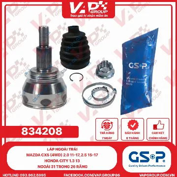 GSP Láp ngoài TRÁI Mazda Cx5 (4WD) 2.0 11-17, 2.5 15-17 ; Honda City 1.3 13 ,Ngoài 31 Trong 26 Răng