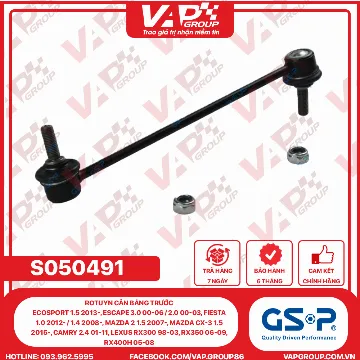 GSP Rotuyn Cân Bằng Trước Ecosport 1.5 2013-, Escape 3.0 00-06 / 2.0 00-03, Fiesta 1.0 2012- / 1.4 2008-, Mazda 2 1.5 2007-, Mazda Cx-3 1.5 2015-, Camry 2.4 01-11, Lexus Rx300 98-03, Rx350 06-09, Rx400H 05-08