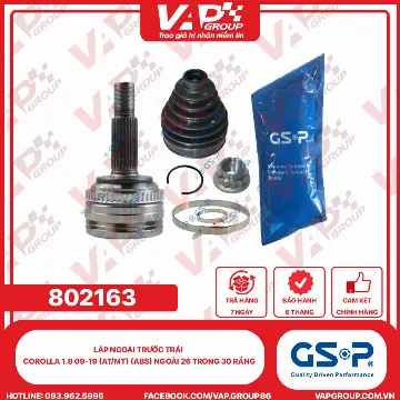GSP LÁP ngoài trước trái Corolla 1.8 09-19 (AT/MT) (ABS) Ngoài 26 trong 30 răng