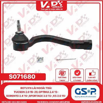 GSP Rotuyn Lái Ngoài Trái Tucson 2.0 15-20, Optima 2.4 15-, Sorento 2.4 15-,Sportage 2.0 15-, K5 2.0 15-.