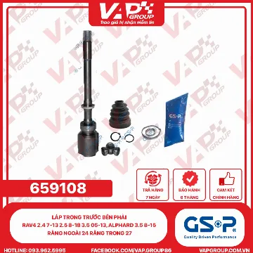 GSP LÁP TRONG TRƯỚC BÊN PHẢI RAV4 2.4 7-13 2.5 8-18 3.5 05-13, ALPHARD 3.5 8-15 RĂNG NGOÀI 24 RĂNG TRONG 27