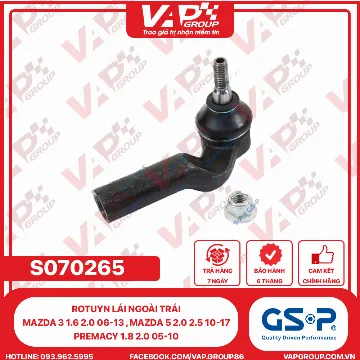 GSP Rotuyn Lái Ngoài Trái Mazda 3 1.6 2.0 06-13 , Mazda 5 2.0 2.5 10-17 , Premacy 1.8 2.0 05-10