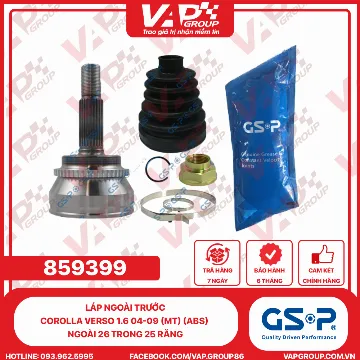 GSP LÁP ngoài trước Corolla Verso 1.6 04-09 (MT) (ABS) Ngoài 26 trong 25 răng