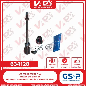 GSP Láp Trong Trước Phải MAZDA Cx5 2.0 11-17, Mazda 6 2.0 2012+9(AT) Ngoài 31 Trong 24 Răng