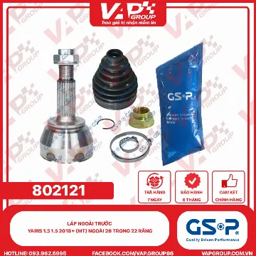 GSP LÁP ngoài trước Yaris 1.3 1.5 2018+ (MT) Ngoài 26 trong 22 răng