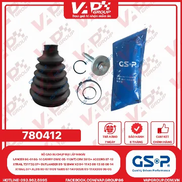GSP BỘ CAO SU chụp bụi LÁP ngoài Lancer 96-01 06-14 Camry Civic 05-11 (MT) CRV 2012+ Accord 07-12 Xtrail T31 T32 07+ Outlander 05-12 BMW X3 04-11 X5 06-13 X6 08-14 Xtrail 07+ Altis 00-07 Vios Yaris 07-14 Focus 03-11 RX300 98-03