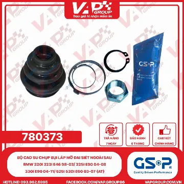 GSP BỘ CAO SU chụp bụi LÁP MỠ ĐAI SIẾT ngoài sau BMW 320i 323i E46 98-03/ 325i E90 04-08/ 330i E90 04-11/ 525i 530i E60 03-07 (AT)