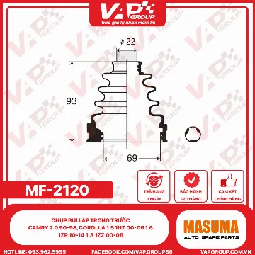 Chụp Bụi Láp Trong Trước Camry 2.0 90-98, Corolla 1.5 1Nz 00-06 1.6 1Zr 10-14 1.8 1Zz 00-08