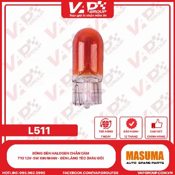 Bóng Đèn Halogen Chân Cắm T10 12V-5W Xin Nhan - Đèn Lăng Téc (Màu Đỏ)