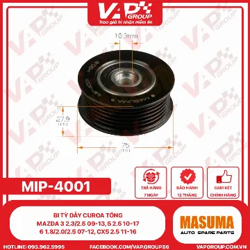 BI TỲ DÂY CUROA TỔNG MAZDA 3 2.3/2.5 09-13, 5 2.5 10-17, 6 1.8/2.0/2.5 07-12, CX5 2.5 11-16