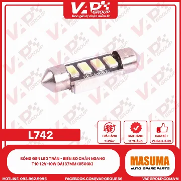 Bóng Đèn Led Trần - Biển Số Chân Ngang T10 12V-10W Dài 37Mm (6500K)