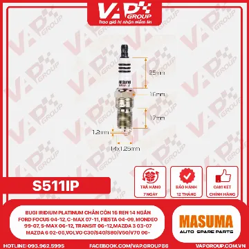 Bugi Iridium Platinum Chân Côn 16 Ren 14 Ngắn Ford Focus 04-12, C-Max 07-11, Fiesta 04-09, Mondeo 99-07, S-Max 06-12, Transit 06-12,Mazda 3 03-07, Mazda 6 02-05,Volvo C30/S40/S80/V50/V70 06-