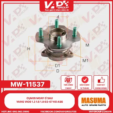 Cụm Bi Moay Ơ Sau Yaris Vios 1.3 1.5 1.0 03-07 Ko Abs
