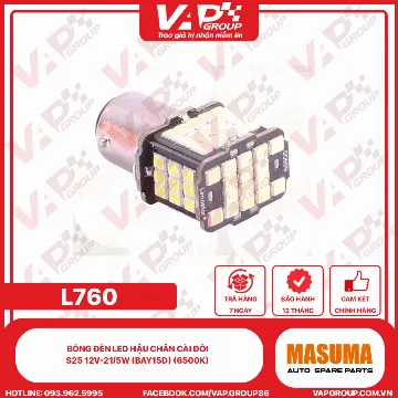 Bóng Đèn Led Hậu Chân Cài Đôi S25 12V-21/5W (Bay15D) (6500K)
