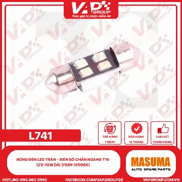 Bóng Đèn Led Trần - Biển Số Chân Ngang T10 12V-10W Dài 31Mm (6500K)