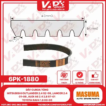 Dây Curoa Tổng Mitsubishi Outlander 2.4 02-08 , Lancer 2.4 01-06 , Audi A6 2.4 2.8 97-01 , Toyota Rav4 1.8 00-05