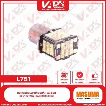 Bóng Đèn Led Hậu Chân Cài Đơn S25 12V-21W (Ba15S) (6500K)