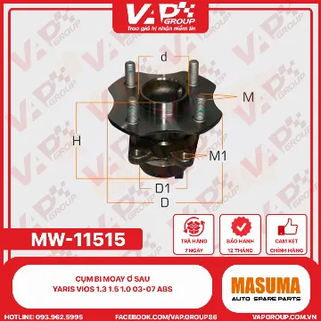 Cụm Bi Moay Ơ Sau Yaris Vios 1.3 1.5 1.0 03-07Abs