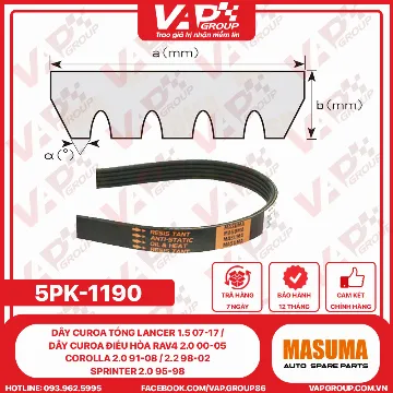 Dây Curoa Tổng Lancer 1.5 07-17 / Dây Curoa Điều Hòa Rav4 2.0 00-05 , Corolla 2.0 91-08 / 2.2 98-02 , Sprinter 2.0 95-98