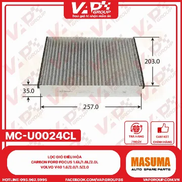 Lọc Gió Điều Hòa CARBON Ford Focus 1.6L/1.8L/2.0L, Volvo V40 1.6/2.0/1.5/2.0