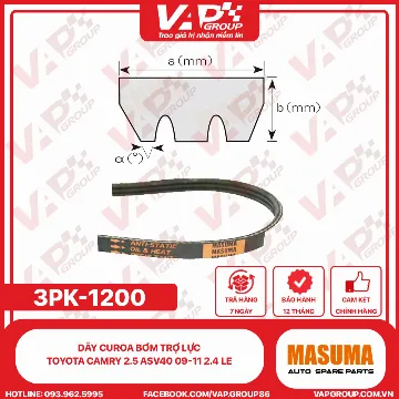 Dây Curoa Bơm TRỢ LỰC Toyota Camry 2.5 ASV40 09-11 2.4 LE