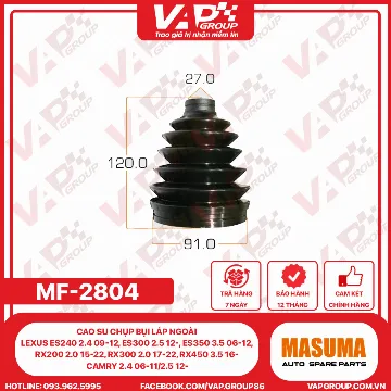 Cao Su Chụp Bụi Láp NGOÀI Lexus Es240 2.4 09-12, Es300 2.5 12-, Es350 3.5 06-12, Rx200 2.0 15-22, Rx300 2.0 17-22, Rx450 3.5 16-, Camry 2.4 06-11/2.5 12-.