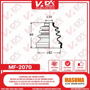 Chụp Bụi Láp Trong Trước Rx300 3.0 98-03, Mazda 6 2.0 02-08 Bản Nhập, Corolla 1.8 1Zz 00-08 1.8 2Zr 08-16 1.6 1Zr 10-14, Rav 4 1.8 00-05 2.0 93-00 ( Bản Nhập)