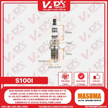 Bugi Iridium Chân 16 Ren 14 Ngắn Yaris Vios 07-13, Camry 2.0 06-17, Rav4 08-14, Altis 1.8 03-09, Civic 91-05, Outlander 2.4 2015-, Mirage 95-00, Jolie 04-, Mazda 3 03-13, Kia Morning 04-11, Rio 05-12, Carens 04-11, Suzuki Vitaza, Ford Laser