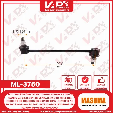 Rotuyn Cân Bằng Trước Toyota Avalon 3.5 05-12, Camry 2.0 2.4 3.0 01-06, Venza 3.5 2.7 09-16, Lexus Es300 01-06, Es330 03-06, Rx200T 2015-, Rx270 10-15, Rx300 3.0 03-06 / 2.0 2017-, Rx330 03-06, Rx350 06-19, Rx400H 05-08, Rx450H 2009-