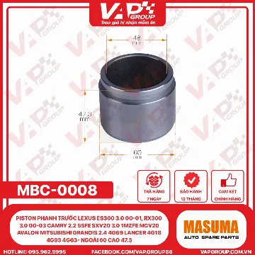 Piston Phanh Trước LEXUS Es300 3.0 00-01, Rx300 3.0 00-03 CAMRY 2.2 5SFE SXV20 3.0 1MZFE MCV20 AVALON MITSUBISHI GRANDIS 2.4 4G69 LANCER 4G18 4G93 4G63- Ngoài 60 Cao 47.3