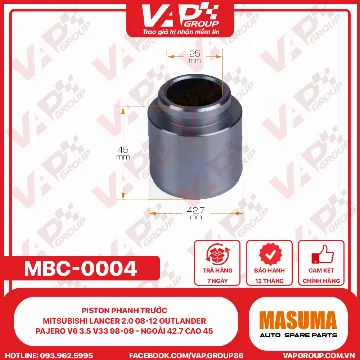 Piston Phanh Trước MITSUBISHI Lancer 2.0 08-12 Outlander Pajero V6 3.5 V33 98-09 - Ngoài 42.7 Cao 45