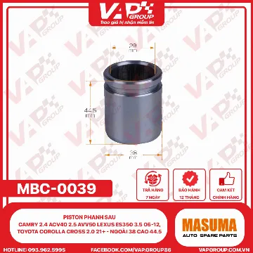Piston Phanh Sau Camry 2.4 ACV40 2.5 AVV50 Lexus Es350 3.5 06-12, Toyota Corolla Cross 2.0 21+ - Ngoài 38 Cao 44.5