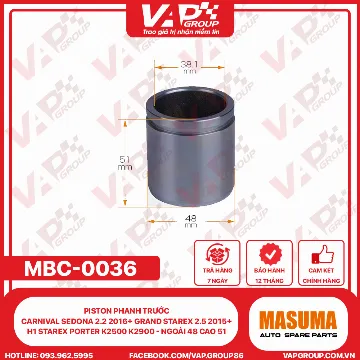 Piston Phanh Trước CARNIVAL Sedona 2.2 2016+ GRAND Starex 2.5 2015+ H1 STAREX PORTER K2500 K2900 - Ngoài 48 Cao 51
