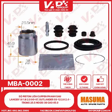 Bộ Piston Liền Cuppen Phanh Sau Lancer 1.6 1.8 2.0 00-07, Outlander 03-12 2.0 2.4 - Trong 25.5 Ngoài 38 Cao 45.9