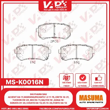 Má Phanh Sau Accent 06-11, Morning/Picanto 1.2 11-15, Creta 16-21, Tucson 09-20 , Rio 05-11, Seltos 19-, Kona 18-, Sonata 01-20, Cerato 08-13, K5 15-20, Forte 08-13