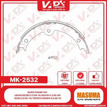 guốc phanh tay Lexus Gs350 3.5 05-16, Gs430 4.3 05-08, Is250 2.5 05-15; Toyota Crown 3.0 08-12