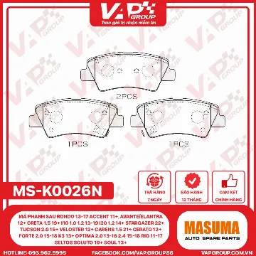 Má Phanh Sau Rondo 13-17 Accent 11+, Avante/Elantra 12+ Creta 1.5 19+ I10 1.0 1.2 13-19 I20 1.2 14+ Stargazer 22+ Tucson 2.0 15+ Veloster 12+ Carens 1.5 21+ Cerato 12+ Forte 2.0 15-18 K3 13+ Optima 2.0 13-16 2.4 15-18 RIO 11-17 Seltos Soluto 19+ Soul 13+