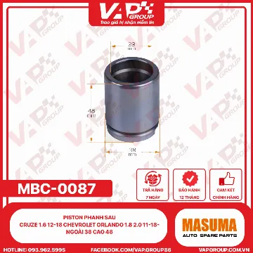 Piston Phanh Sau Cruze 1.6 12-18 Chevrolet Orlando 1.8 2.0 11-18- Ngoài 38 Cao 48