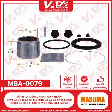 Bộ Piston Liền Cuppen Phanh Trước RAV4 2.4 05-12 2.5 12-17, Camry 2.4 2.5 3.5 07-11, Lexus ES350 3.5 06-09 - Trong 51.5 Ngoài 63.4 Cao 49
