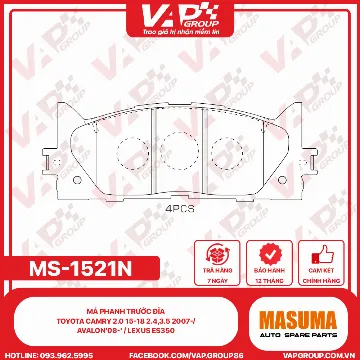 Má Phanh Trước Đĩa Toyota Camry 2.0 15-18 2.4,3.5 2007-/Avalon'08-' / Lexus Es350