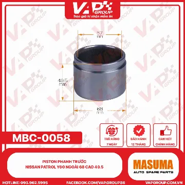 Piston Phanh Trước Nissan PATROL Y60 Ngoài 68 Cao 49.5