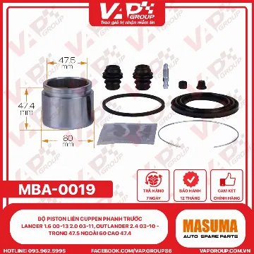 Bộ Piston Liền Cuppen Phanh Trước Lancer 1.6 00-13 2.0 03-11, Outlander 2.4 03-10 - Trong 47.5 Ngoài 60 Cao 47.4