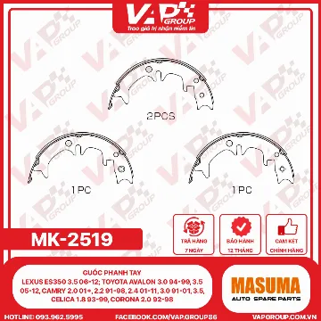 guốc phanh tay Lexus Es350 3.5 06-12; Toyota Avalon 3.0 94-99, 3.5 05-12, Camry 2.0 01+, 2.2 91-98, 2.4 01-11, 3.0 91-01, 3.5, Celica 1.8 93-99, Corona 2.0 92-98