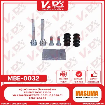 Bộ Chốt Phanh (Ắc Phanh) Sau Peugeot 2008 1.2 15-19; Volkswagen New Beetl 1.6 02-10, 2.0 98-01, Polo 1.6 06-09