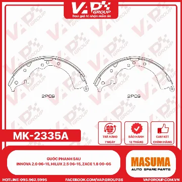 Guốc Phanh Sau Toyota Innova 2.0 06-15, Hilux 2.5 06-15, Zace 1.8 00-05